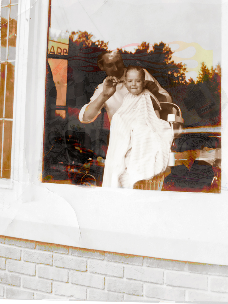 Pops, digital composition by Darla Nyren, tribute to father through surreal imagery